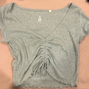 blue rouched cropped Tee